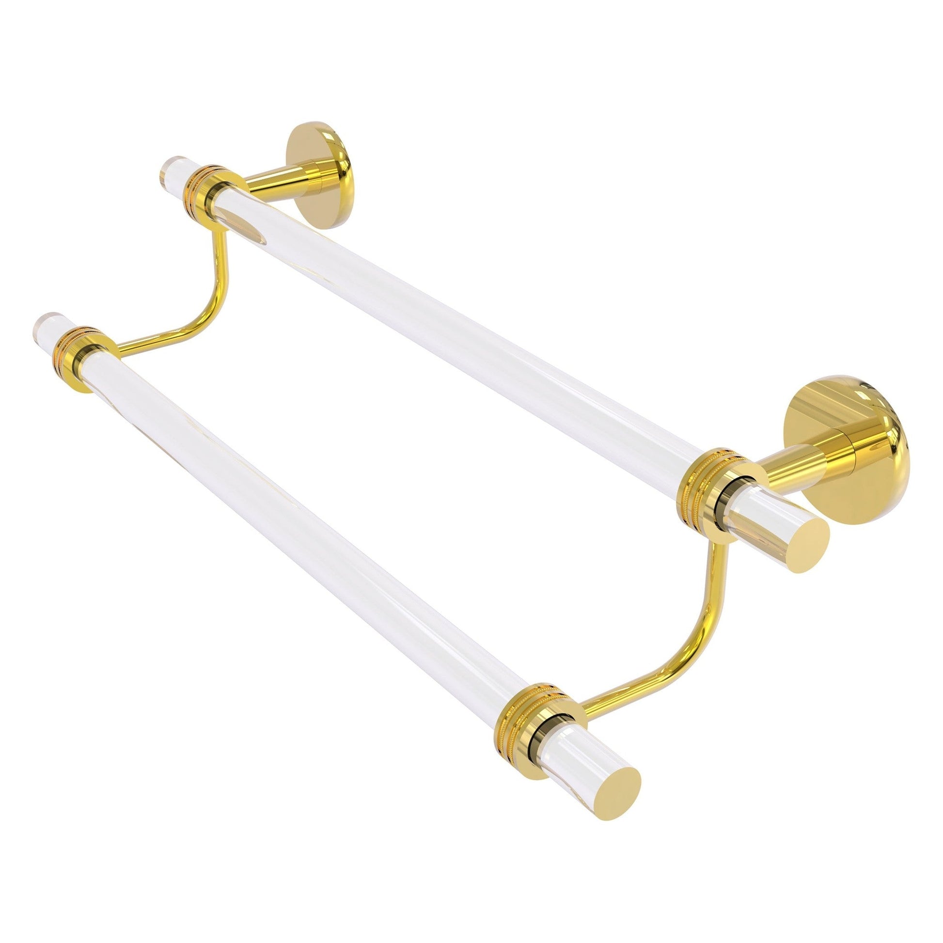 Allied Brass Clearview 40" x 5.5" Polished Brass Solid Brass Double Towel Bar With Dotted Accents