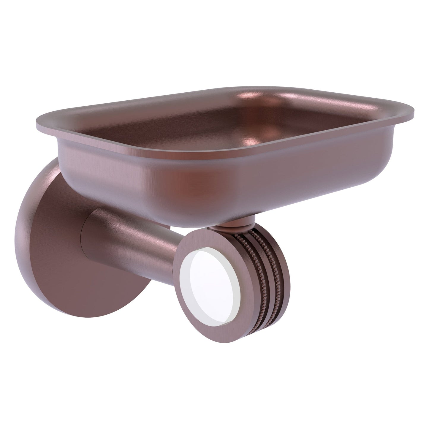Allied Brass Clearview 4.4" x 3.6" Antique Copper Solid Brass Wall-Mounted Soap Dish Holder With Dotted Accents