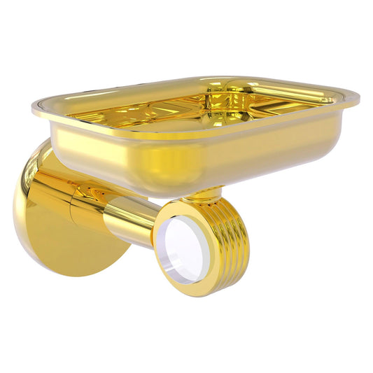Allied Brass Clearview 4.4" x 3.6" Polished Brass Solid Brass Wall-Mounted Soap Dish Holder With Grooved Accents