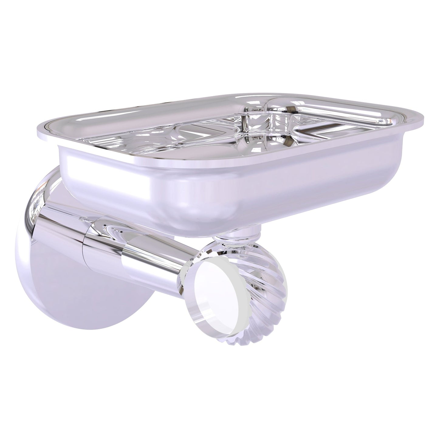 Allied Brass Clearview 4.4" x 3.6" Polished Chrome Solid Brass Wall-Mounted Soap Dish Holder With Twisted Accents