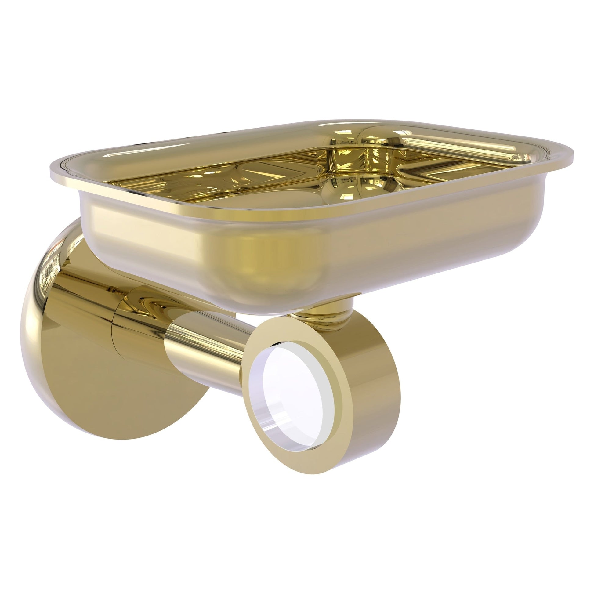Allied Brass Clearview 4.4" x 3.6" Unlacquered Brass Solid Brass Wall-Mounted Soap Dish Holder