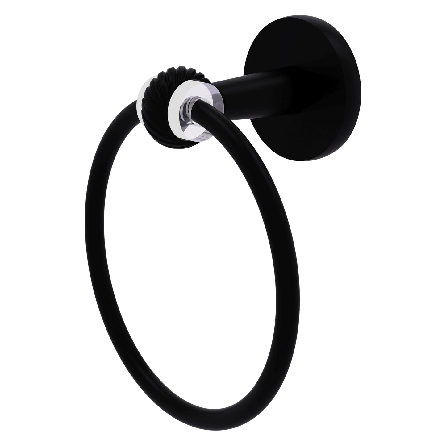 Allied Brass Clearview 6" x 3.84" Matte Black Solid Brass Towel Ring With Twisted Accents