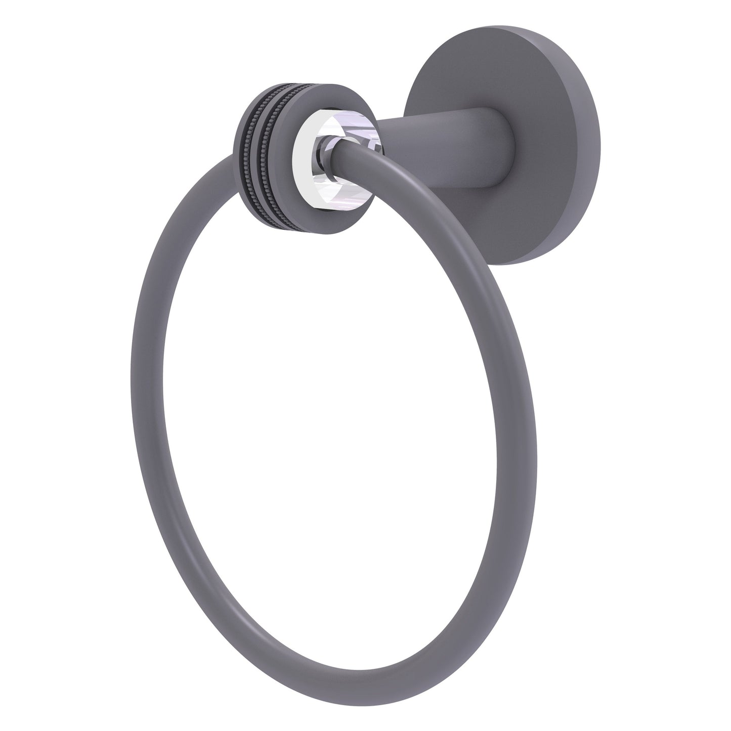 Allied Brass Clearview 6" x 3.84" Matte Gray Solid Brass Towel Ring With Dotted Accents