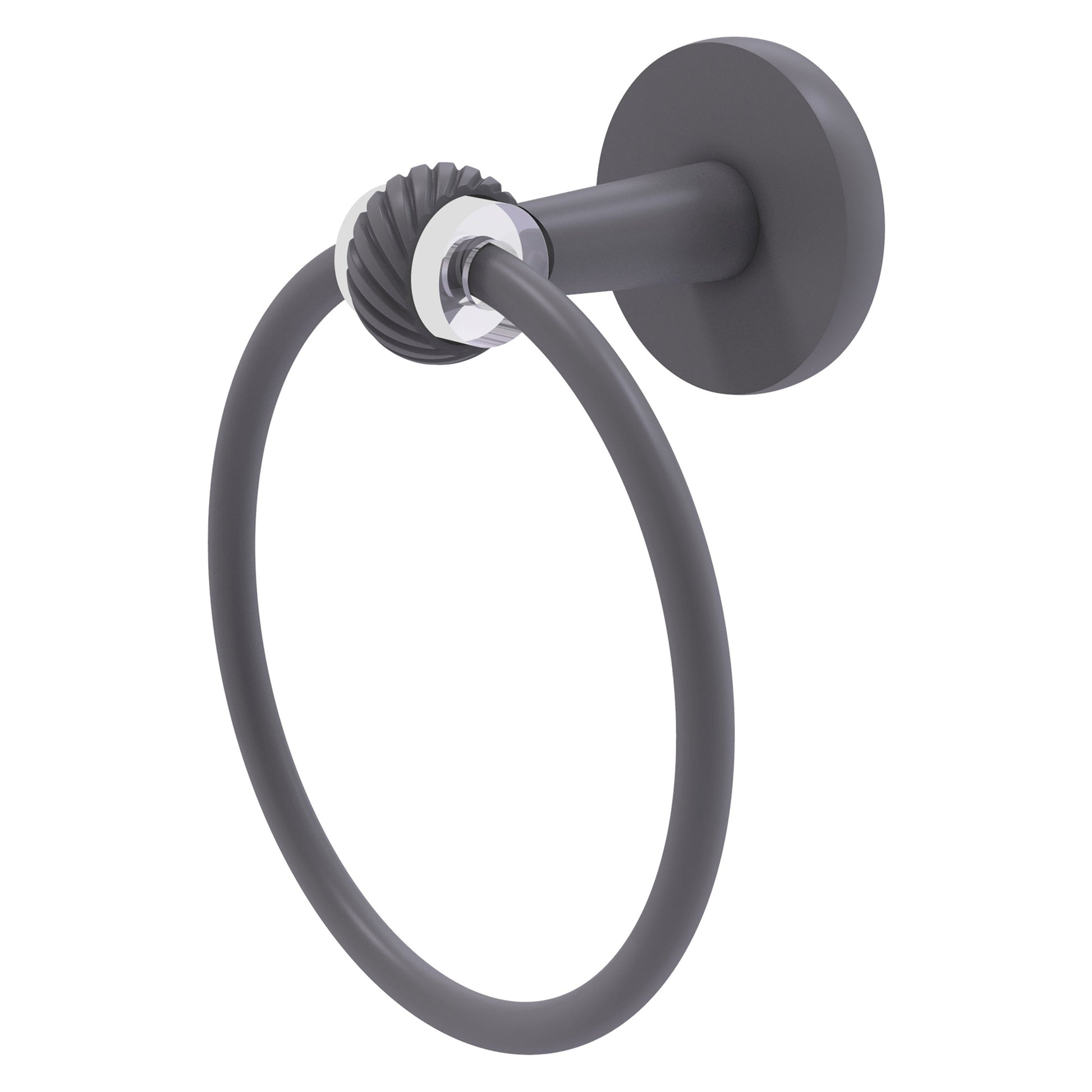 Allied Brass Clearview 6" x 3.84" Matte Gray Solid Brass Towel Ring With Twisted Accents