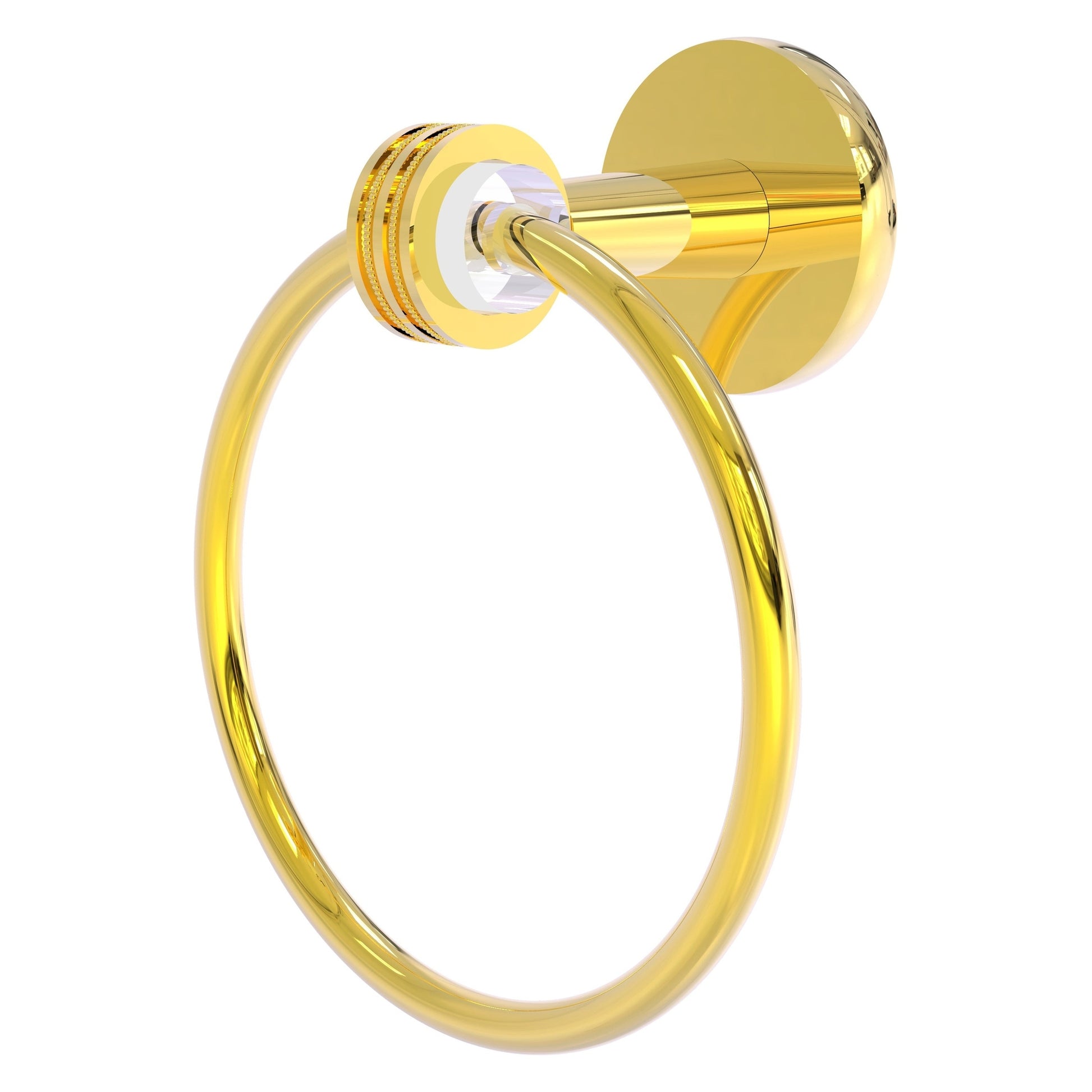 Allied Brass Clearview 6 x 3.84 Polished Brass Solid Brass Towel Ring  With Dotted Accents