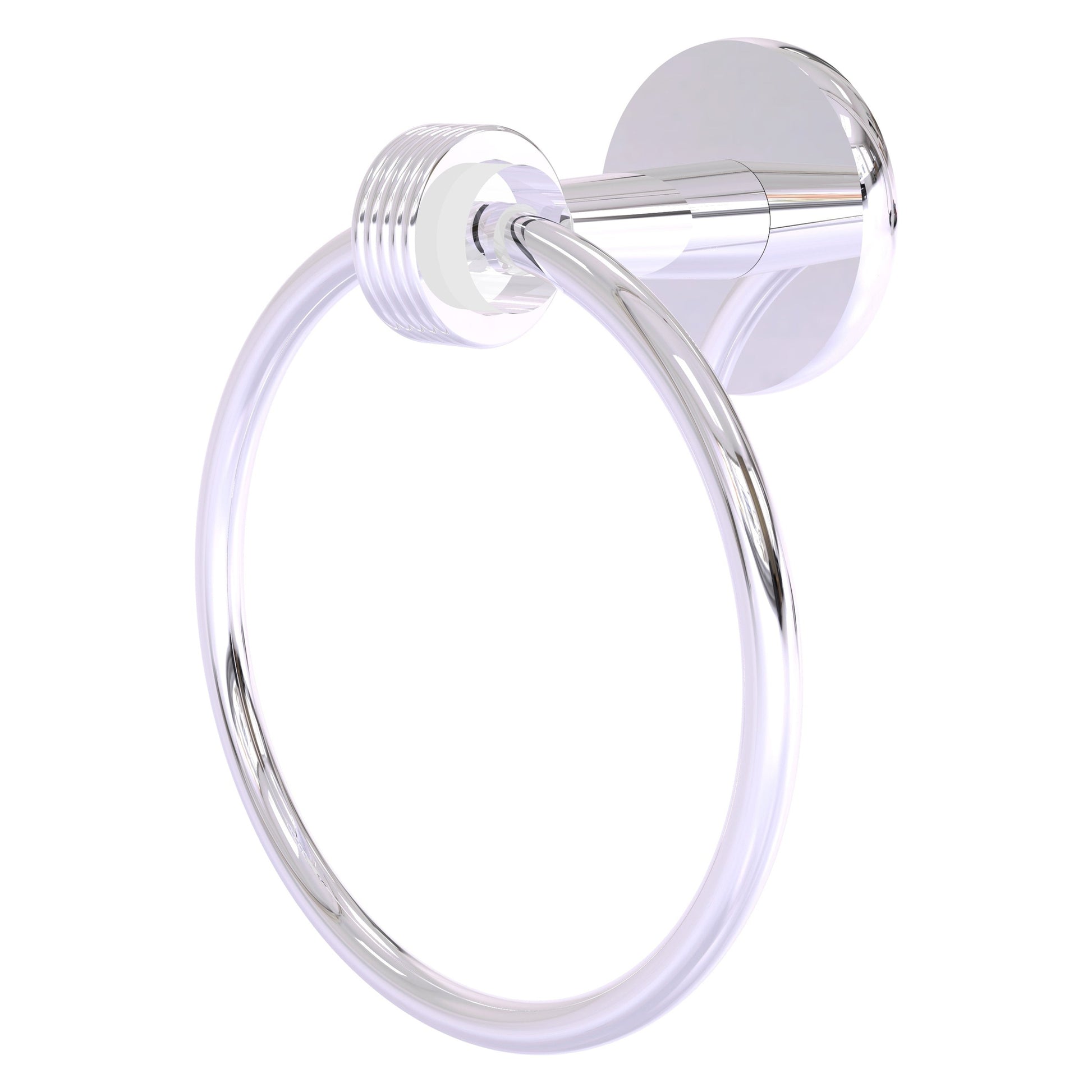 Allied Brass Clearview 6" x 3.84" Polished Chrome Solid Brass Towel Ring With Grooved Accents