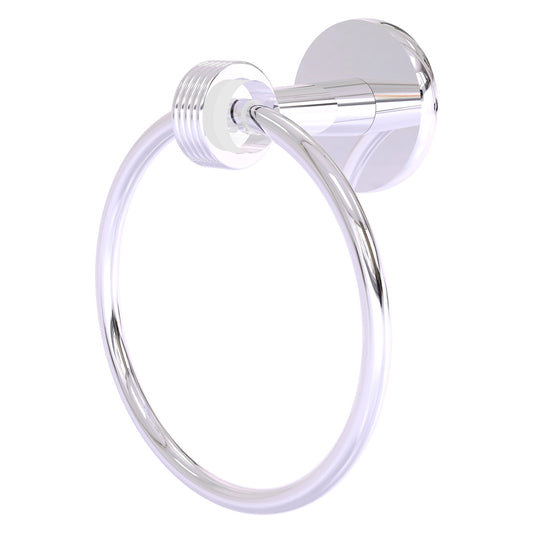 Allied Brass Clearview 6" x 3.84" Polished Chrome Solid Brass Towel Ring With Grooved Accents