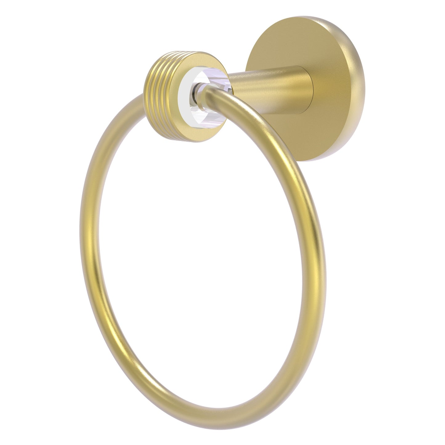 Allied Brass Clearview 6" x 3.84" Satin Brass Solid Brass Towel Ring With Grooved Accents