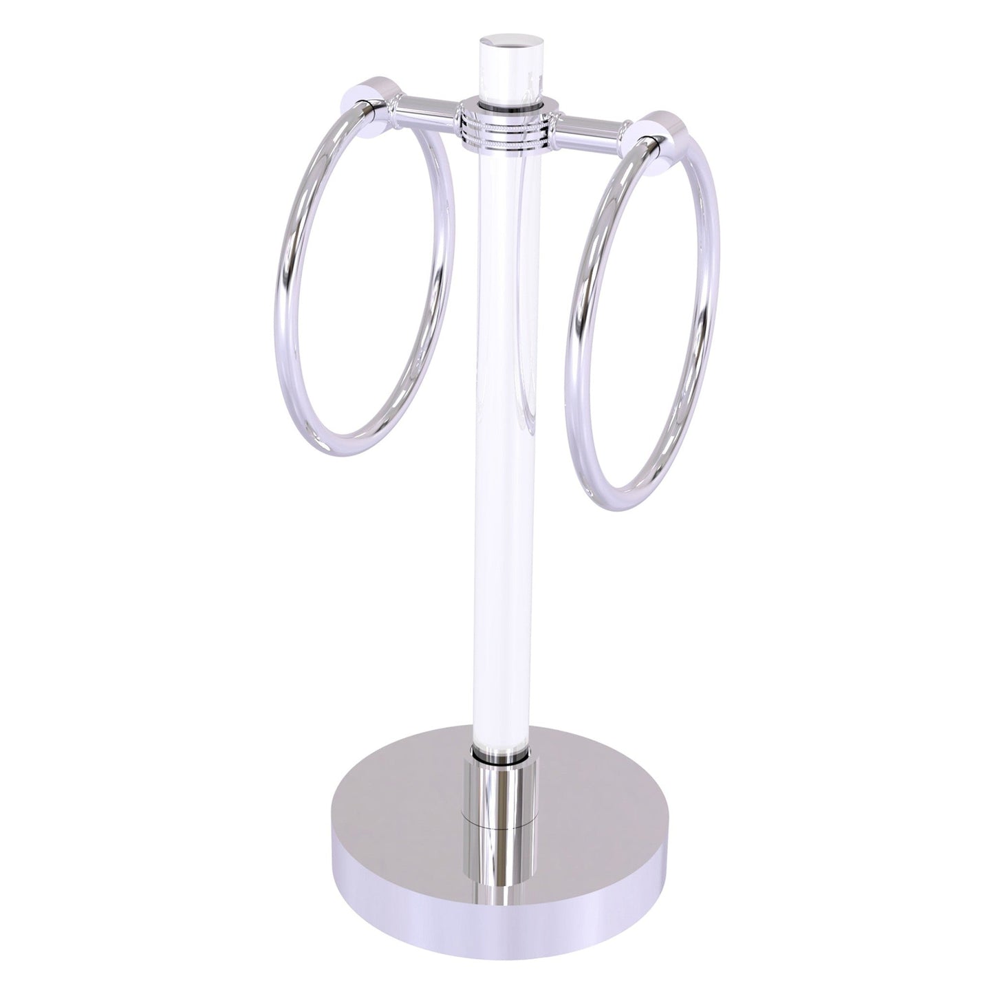 Allied Brass Clearview 6" x 6" Polished Chrome Solid Brass Vanity Top Guest Towel Ring With Dotted Accents
