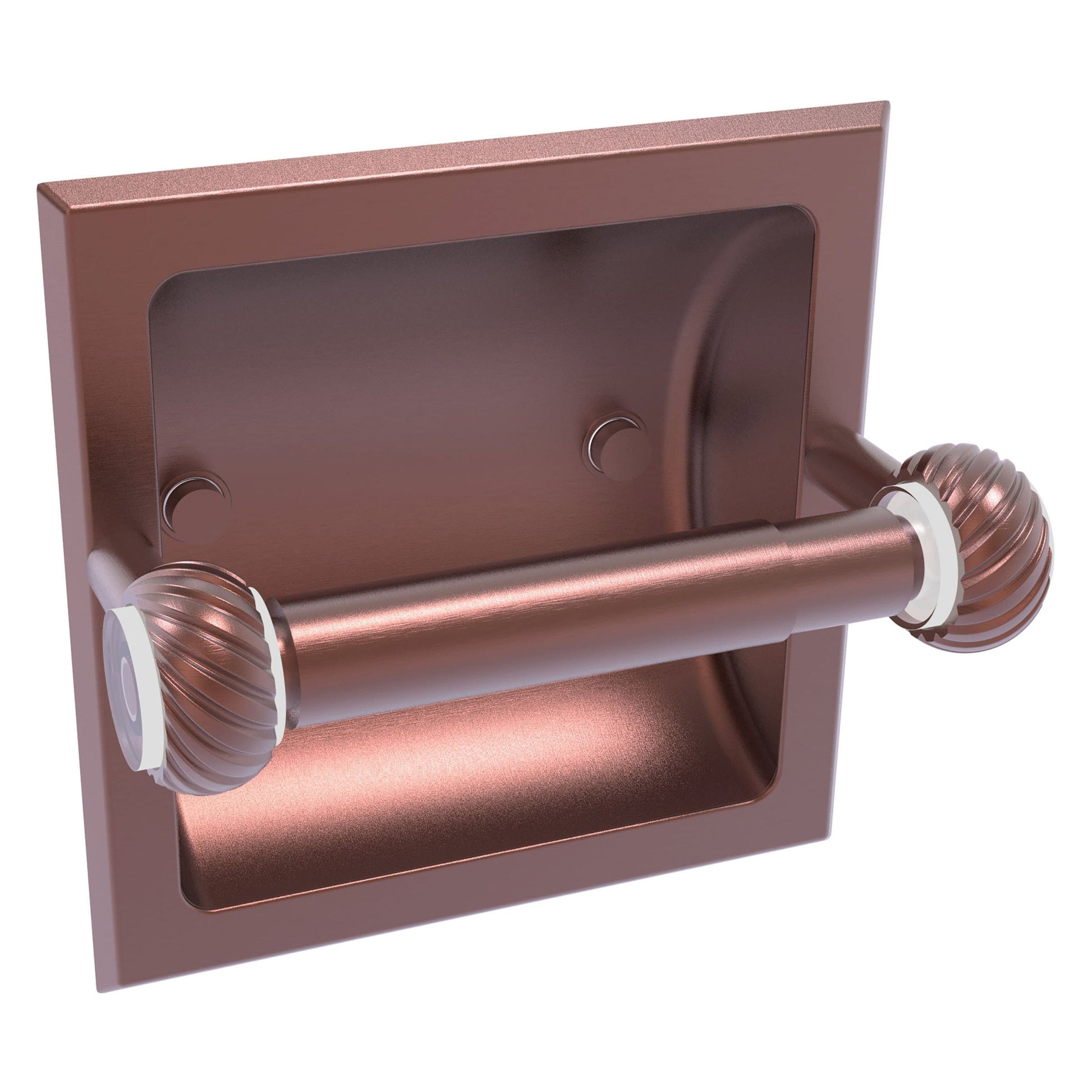Allied Brass Clearview 6.2" x 4.2" Antique Copper Solid Brass Recessed Toilet Paper Holder With Twisted Accents