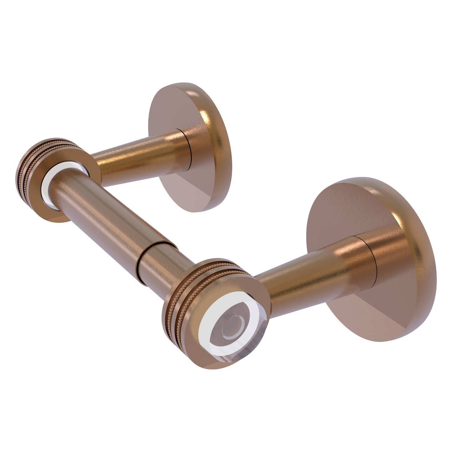 Allied Brass Clearview 8.1" x 3.8" Brushed Bronze Solid Brass Two-Post Toilet Tissue Holder With Dotted Accents