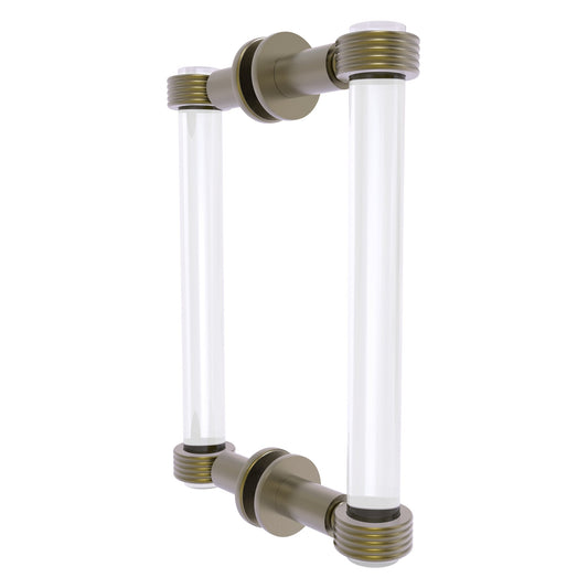 Allied Brass Clearview 9" x 1.7" Antique Brass Solid Brass Back-to-Back Shower Door Pull With Grooved Accents