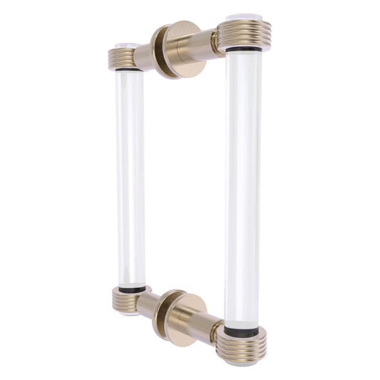 Allied Brass Clearview 9" x 1.7" Antique Pewter Solid Brass Back-to-Back Shower Door Pull With Grooved Accents