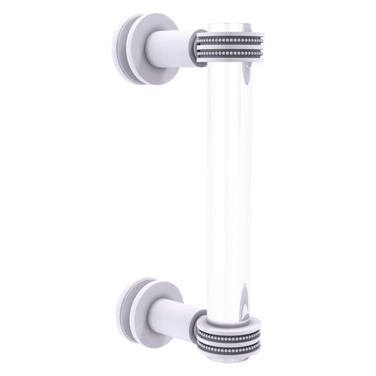Allied Brass Clearview 9" x 1.7" Matte White Solid Brass Single Side Shower Door Pull With Dotted Accents