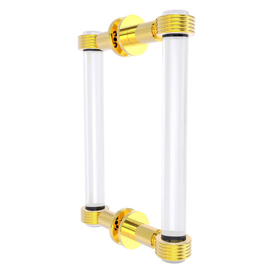 Allied Brass Clearview 9" x 1.7" Polished Brass Solid Brass Back-to-Back Shower Door Pull With Grooved Accents