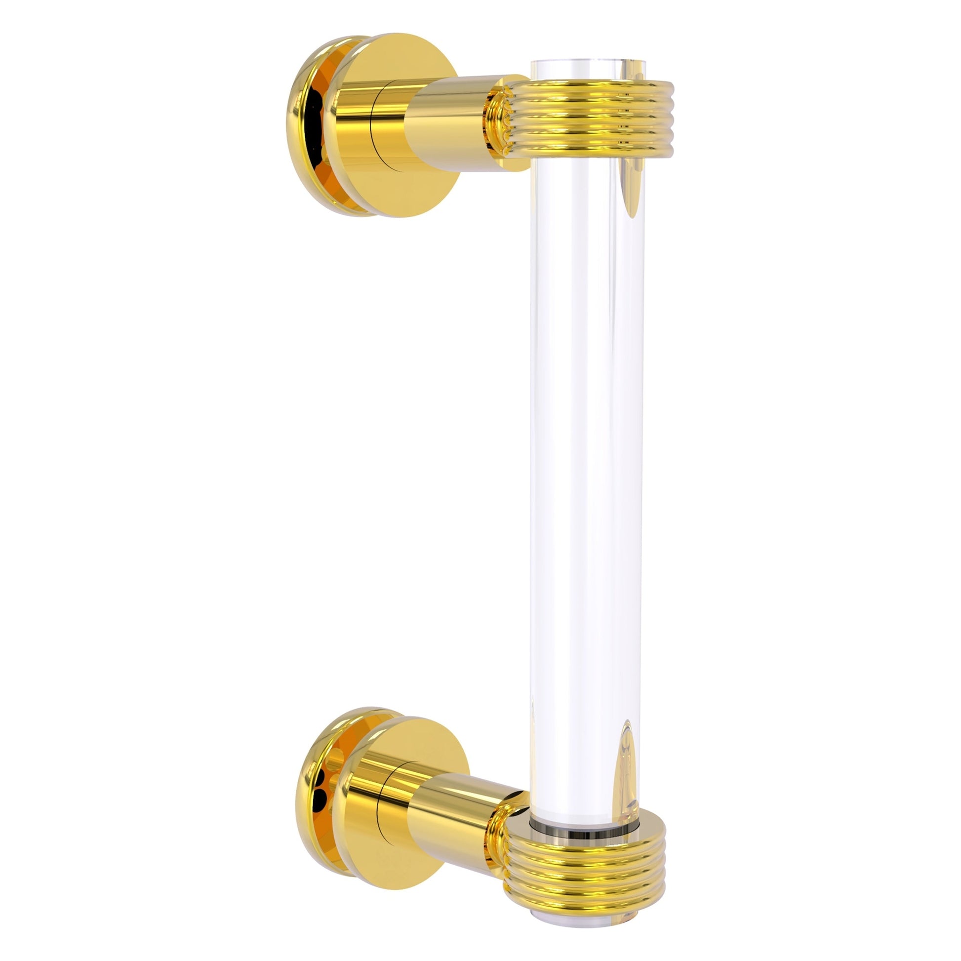 Allied Brass Clearview 9" x 1.7" Polished Brass Solid Brass Single Side Shower Door Pull With Grooved Accents