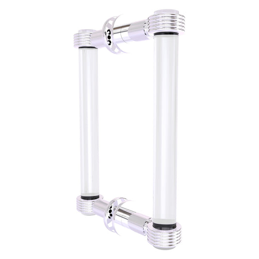 Allied Brass Clearview 9" x 1.7" Polished Chrome Solid Brass Back-to-Back Shower Door Pull With Grooved Accents