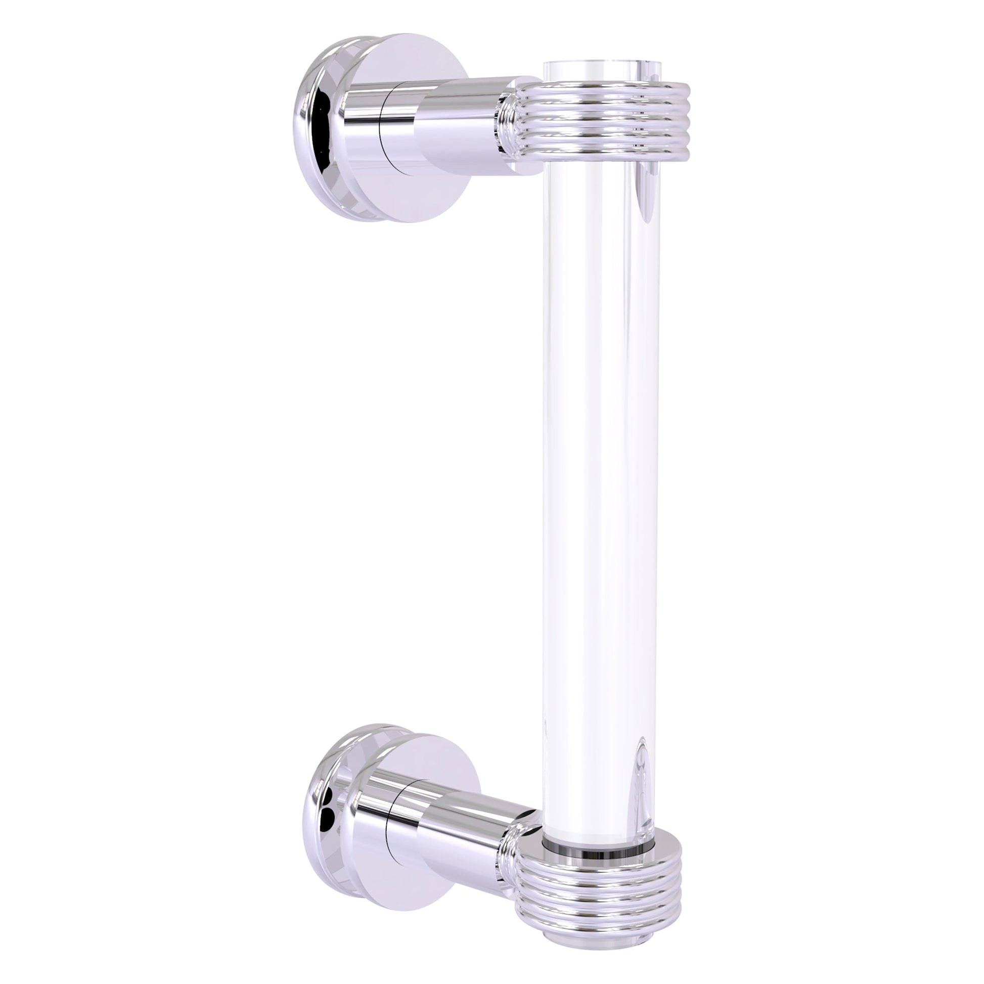 Allied Brass Clearview 9" x 1.7" Polished Chrome Solid Brass Single Side Shower Door Pull With Grooved Accents