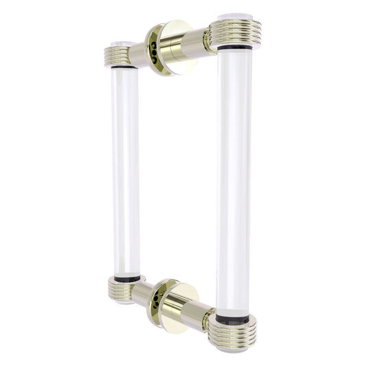Allied Brass Clearview 9" x 1.7" Polished Nickel Solid Brass Back-to-Back Shower Door Pull With Grooved Accents