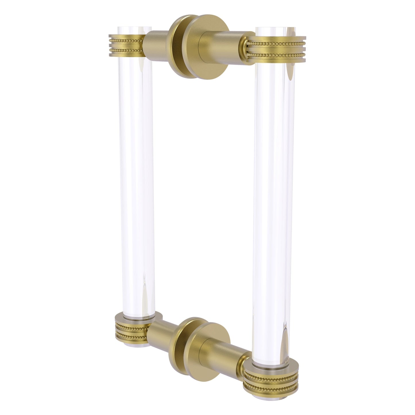 Allied Brass Clearview 9" x 1.7" Satin Brass Solid Brass Back-to-Back Shower Door Pull With Dotted Accents