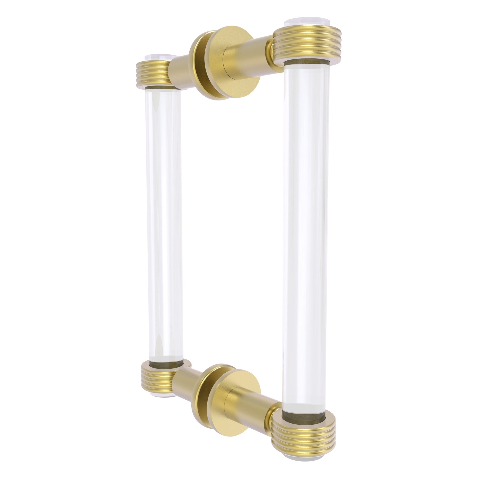 Allied Brass Clearview 9" x 1.7" Satin Brass Solid Brass Back-to-Back Shower Door Pull With Grooved Accents