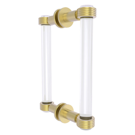 Allied Brass Clearview 9" x 1.7" Satin Brass Solid Brass Back-to-Back Shower Door Pull With Grooved Accents
