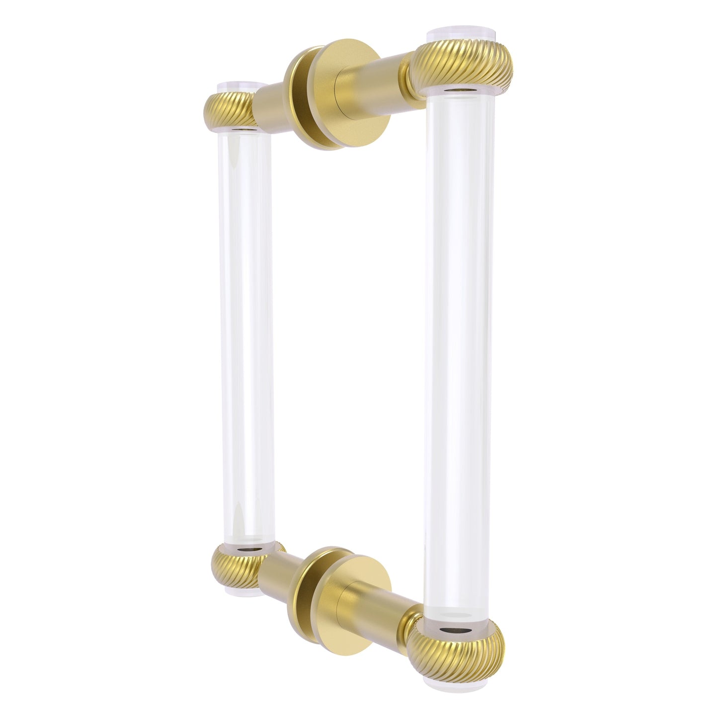 Allied Brass Clearview 9" x 1.7" Satin Brass Solid Brass Back-to-Back Shower Door Pull With Twisted Accents