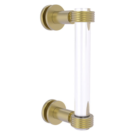 Allied Brass Clearview 9" x 1.7" Satin Brass Solid Brass Single Side Shower Door Pull With Grooved Accents