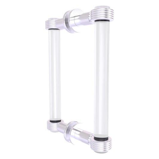 Allied Brass Clearview 9" x 1.7" Satin Chrome Solid Brass Back-to-Back Shower Door Pull With Grooved Accents