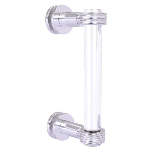 Allied Brass Clearview 9" x 1.7" Satin Chrome Solid Brass Single Side Shower Door Pull With Grooved Accents