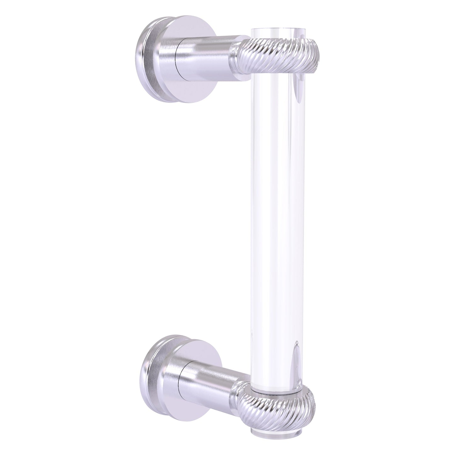 Allied Brass Clearview 9" x 1.7" Satin Chrome Solid Brass Single Side Shower Door Pull With Twisted Accents