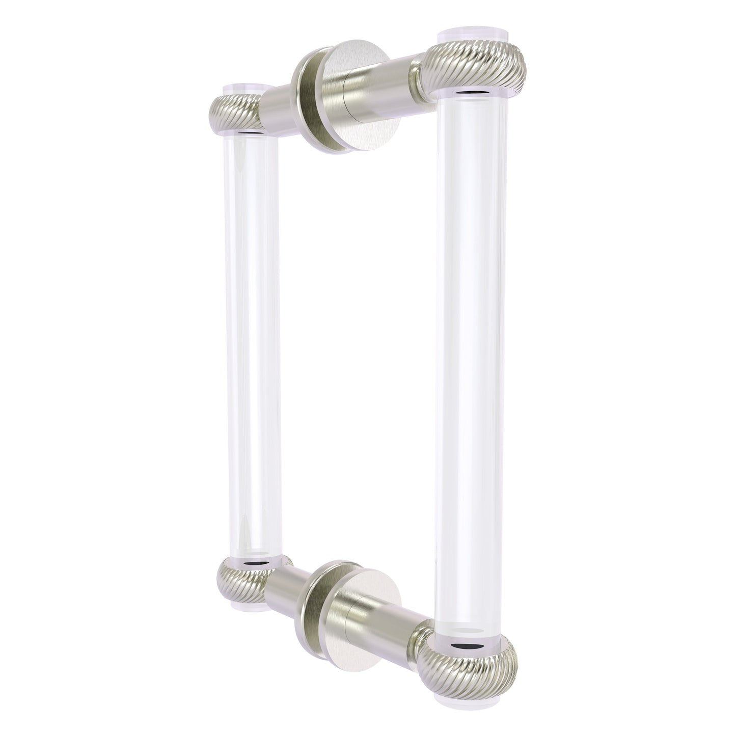 Allied Brass Clearview 9" x 1.7" Satin Nickel Solid Brass Back-to-Back Shower Door Pull With Twisted Accents