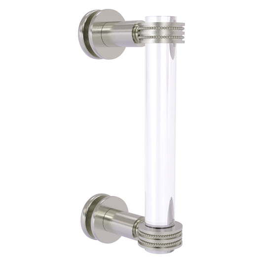 Allied Brass Clearview 9" x 1.7" Satin Nickel Solid Brass Single Side Shower Door Pull With Dotted Accents