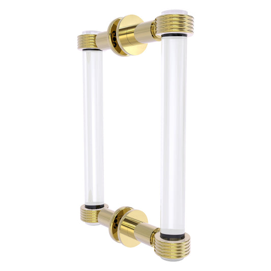 Allied Brass Clearview 9" x 1.7" Unlacquered Brass Solid Brass Back-to-Back Shower Door Pull With Grooved Accents