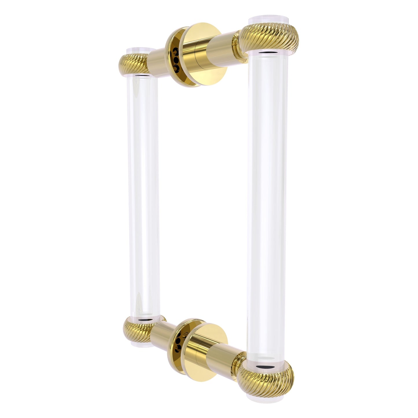 Allied Brass Clearview 9" x 1.7" Unlacquered Brass Solid Brass Back-to-Back Shower Door Pull With Twisted Accents