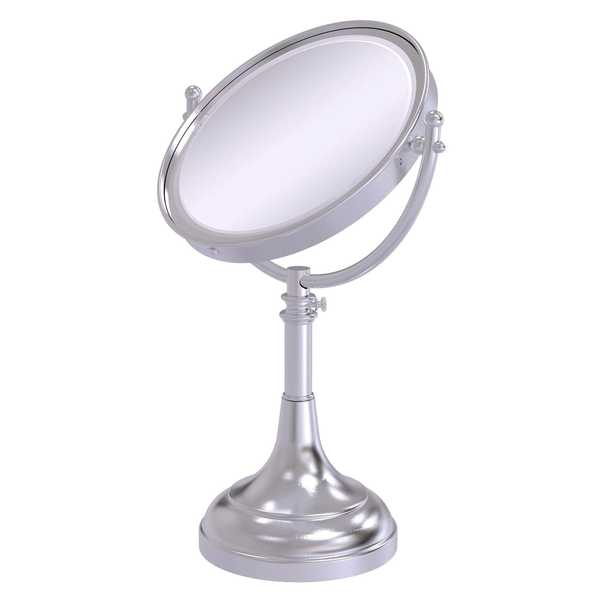 Allied Brass DM-1/2X 8" x 8" Satin Chrome Solid Brass Vanity Top Make-Up Mirror 2X Magnification