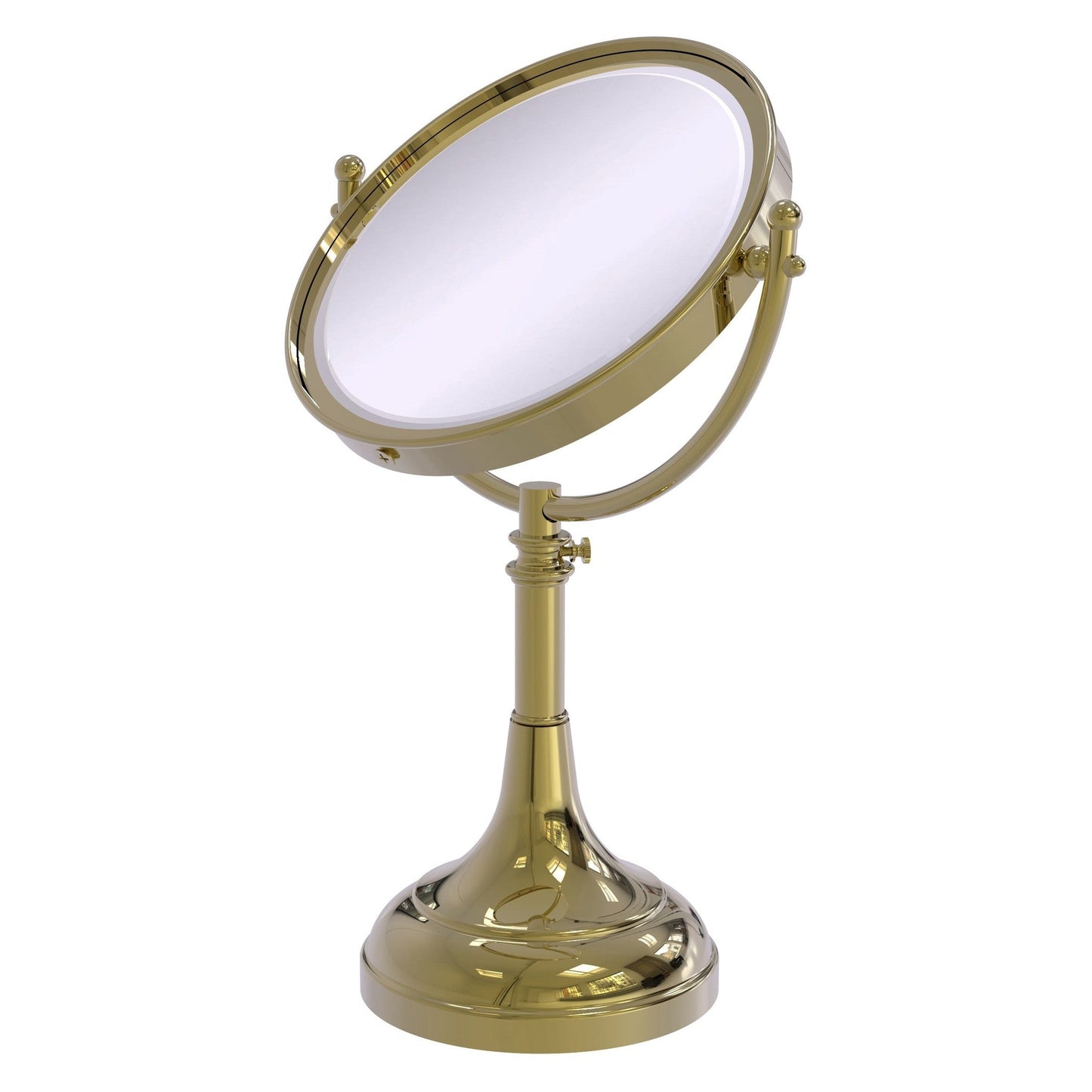 Allied Brass DM-1/2X 8" x 8" Unlacquered Brass Solid Brass Vanity Top Make-Up Mirror 2X Magnification