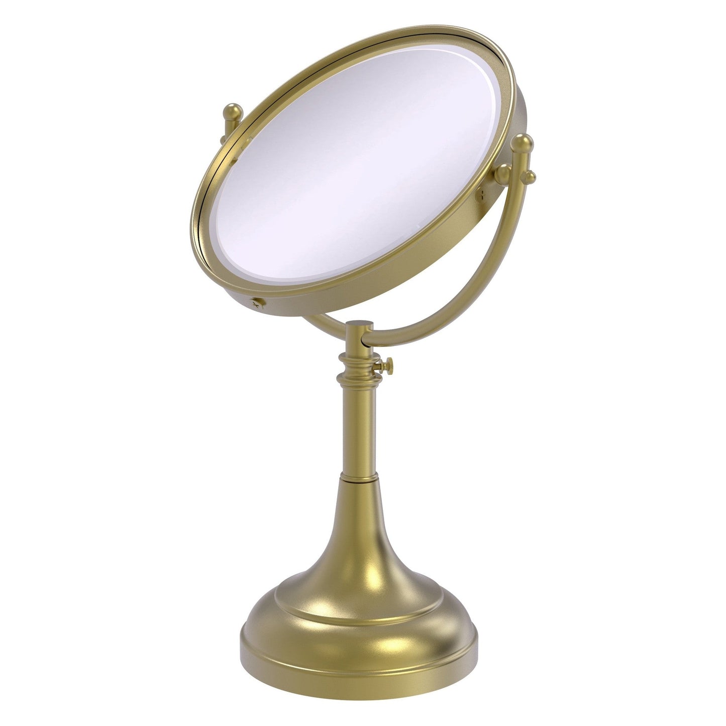 Allied Brass DM-1/3X 8" x 8" Satin Brass Solid Brass Vanity Top Make-Up Mirror 3X Magnification