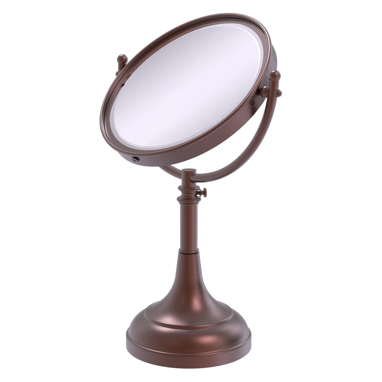 Allied Brass DM-1/4X 8" x 8" Antique Copper Solid Brass Vanity Top Make-Up Mirror 4X Magnification