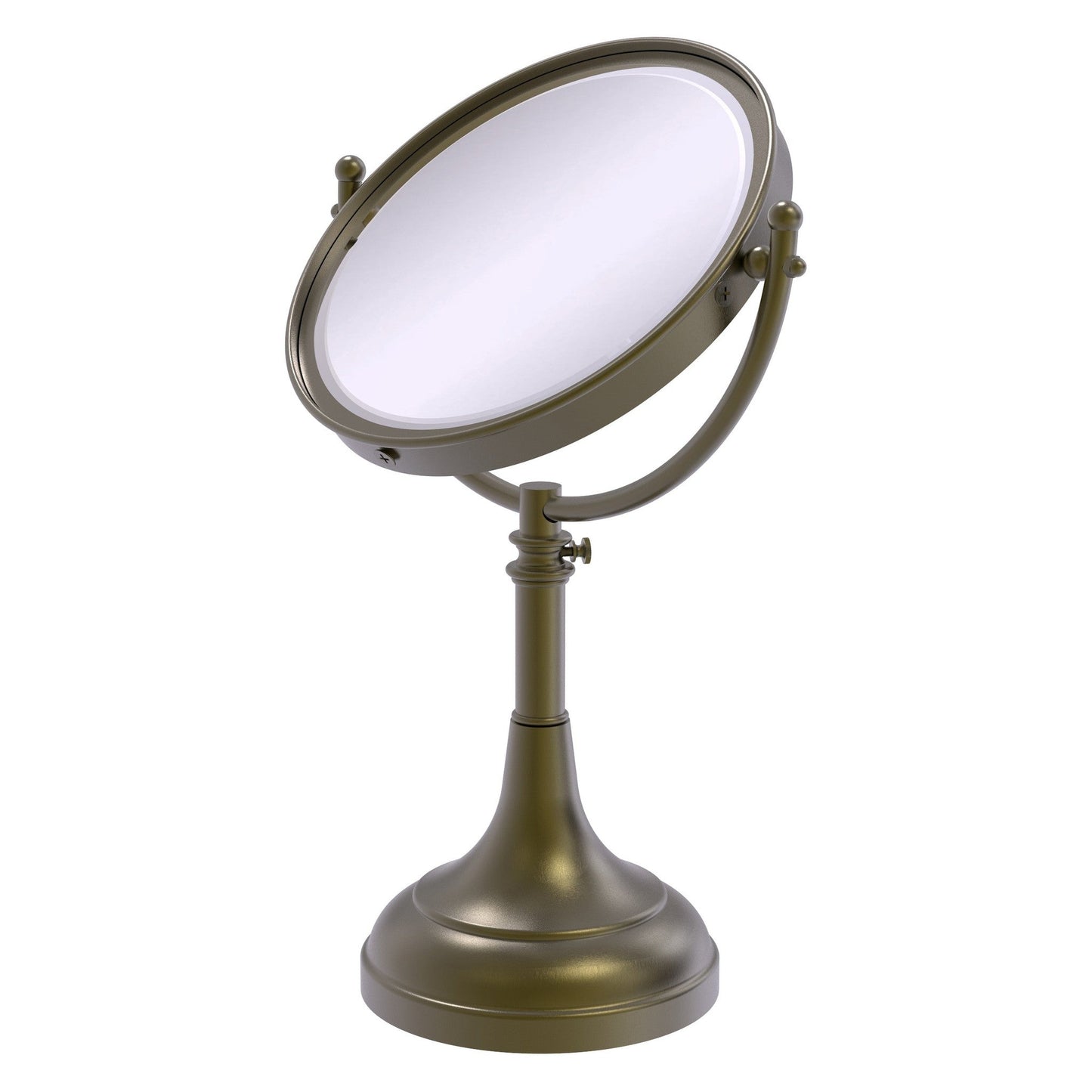 Allied Brass DM-1/5X 8" x 8" Antique Brass Solid Brass Vanity Top Make-Up Mirror 5X Magnification