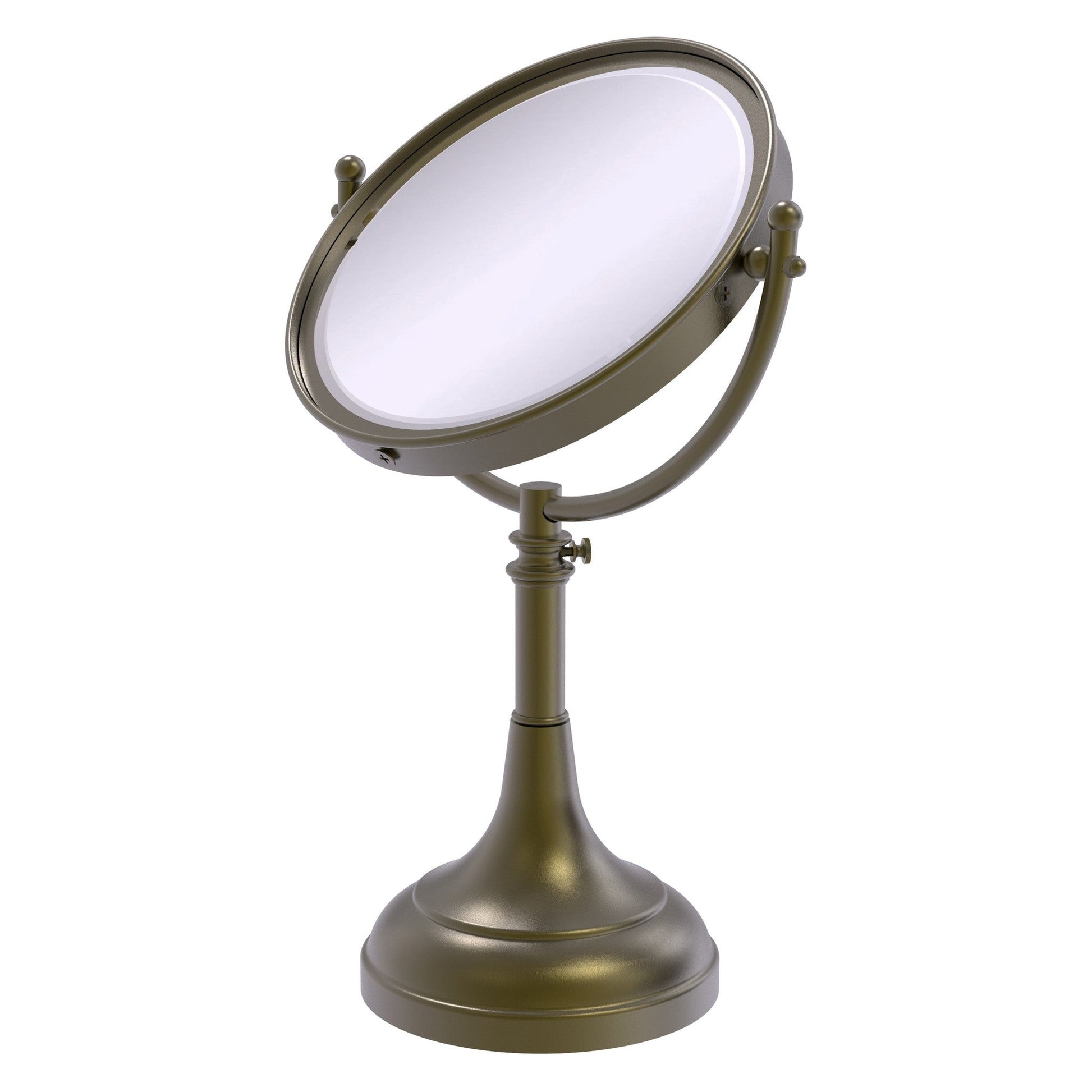 Allied Brass DM-1/5X 8" x 8" Antique Brass Solid Brass Vanity Top Make-Up Mirror 5X Magnification