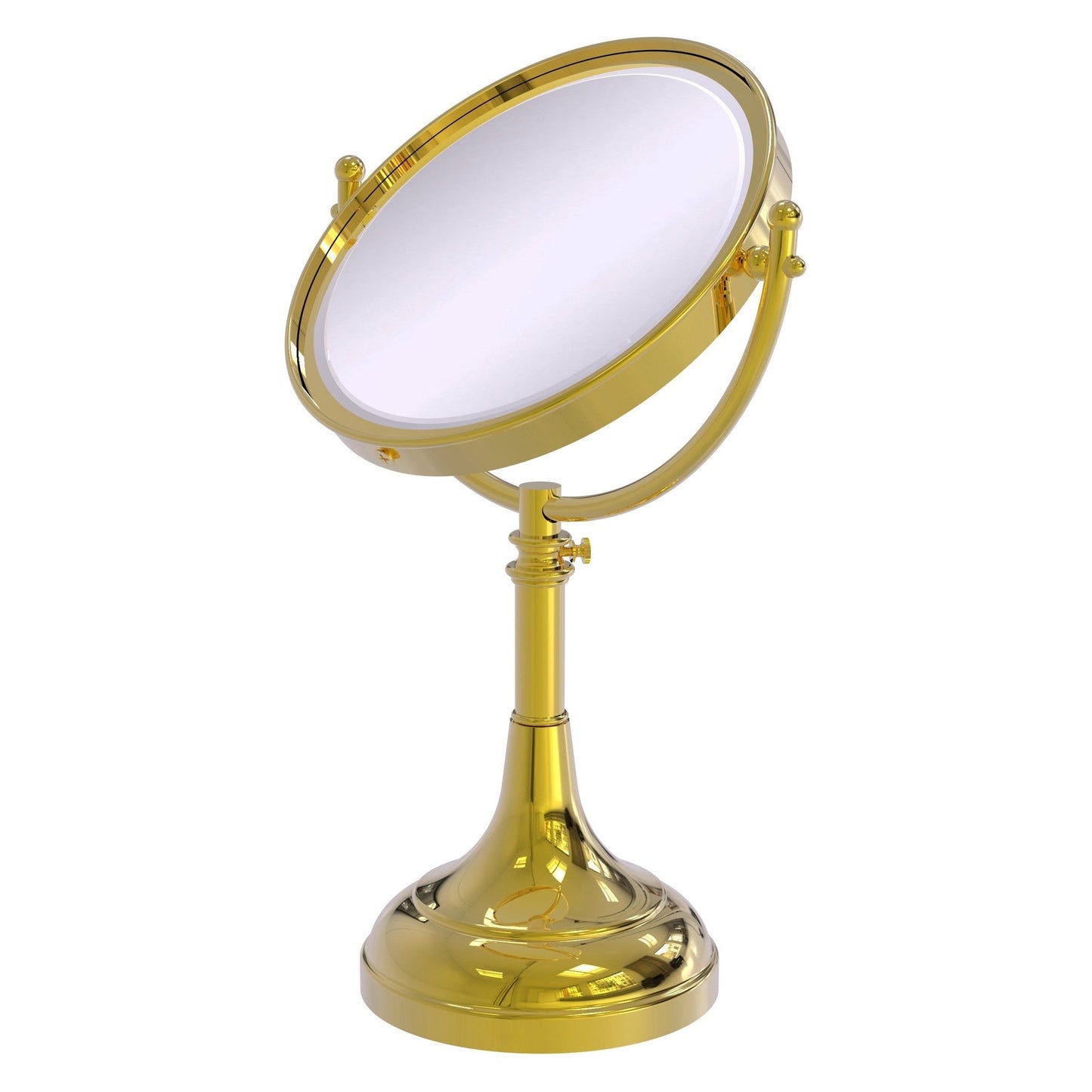 Allied Brass DM-1/5X 8" x 8" Polished Brass Solid Brass Vanity Top Make-Up Mirror 5X Magnification