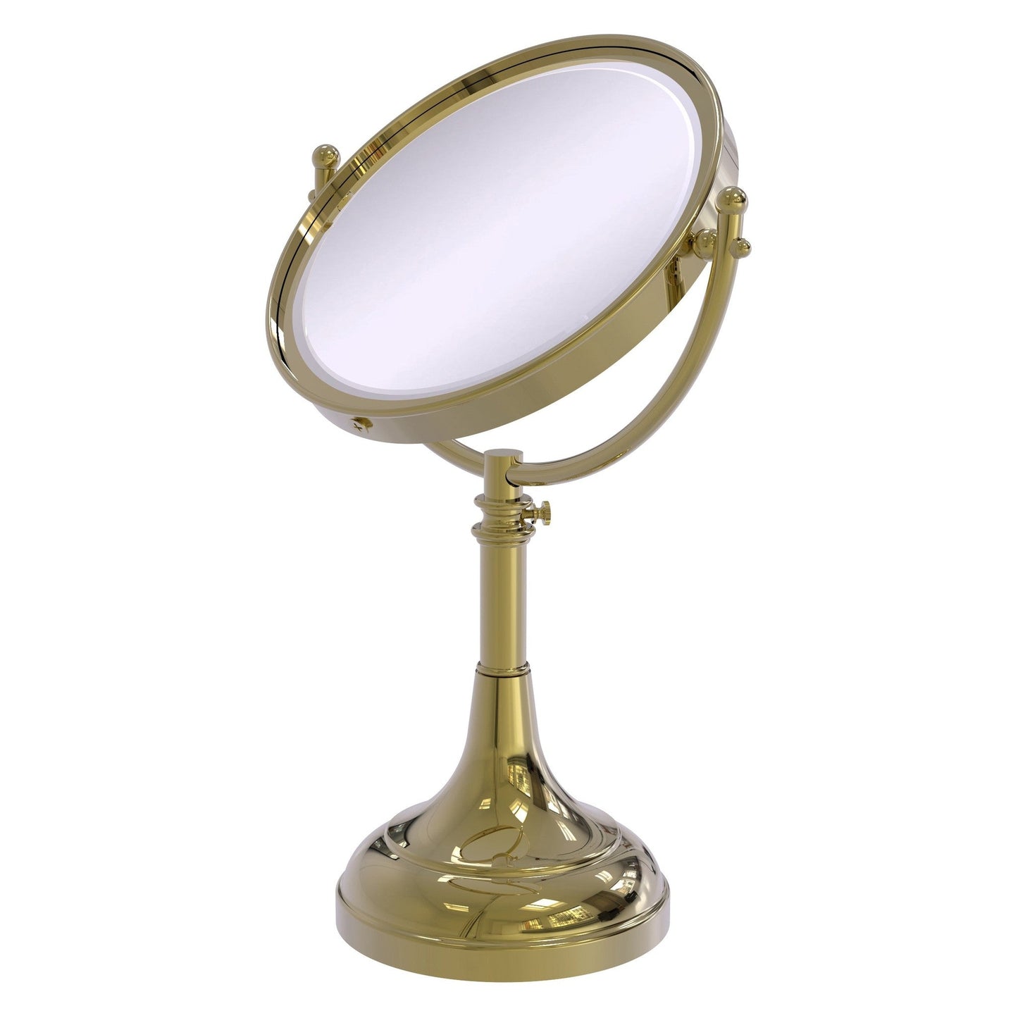 Allied Brass DM-1/5X 8" x 8" Unlacquered Brass Solid Brass Vanity Top Make-Up Mirror 5X Magnification