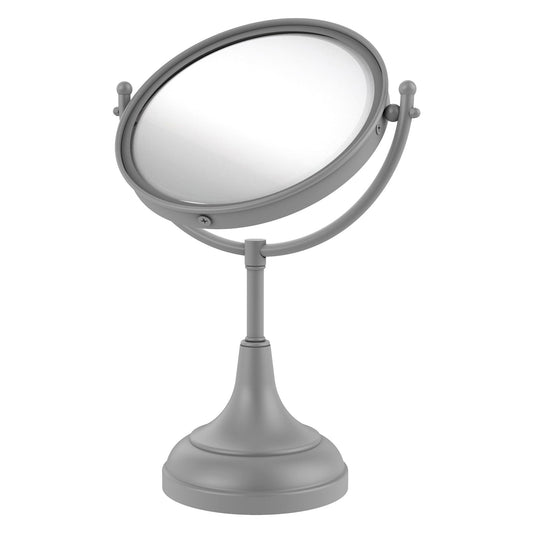 Allied Brass DM-2/2X 8" x 8" Matte Gray Solid Brass Vanity Top Make-Up Mirror 2X Magnification