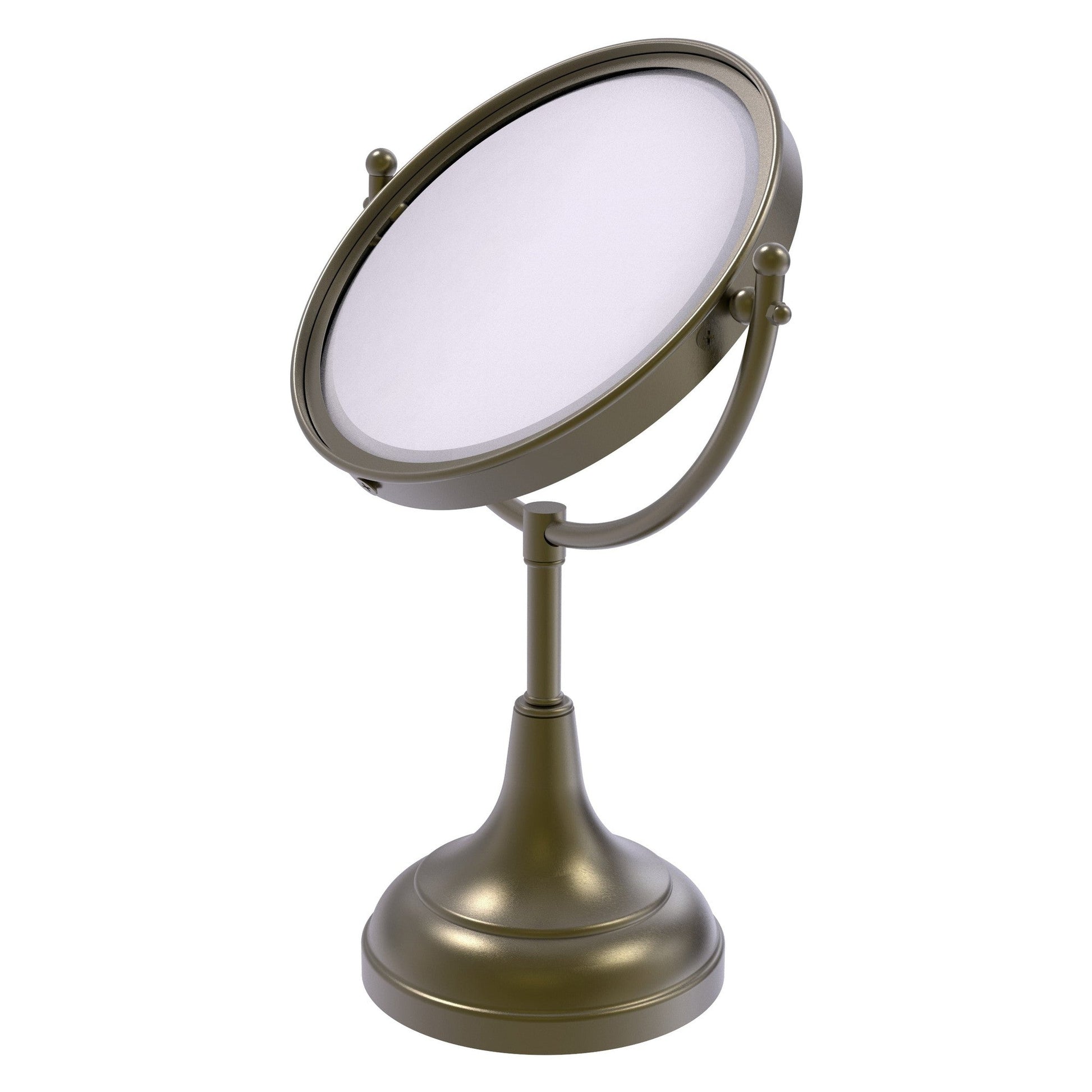 Allied Brass DM-2/3X 8" x 8" Antique Brass Solid Brass Vanity Top Make-Up Mirror 3X Magnification
