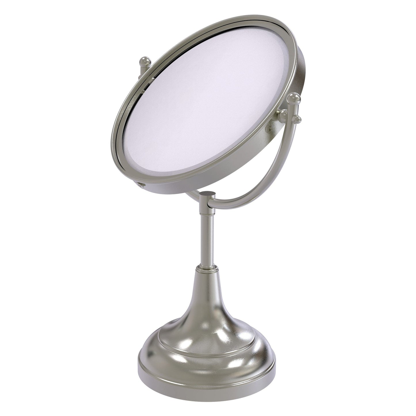 Allied Brass DM-2/3X 8" x 8" Satin Nickel Solid Brass Vanity Top Make-Up Mirror 3X Magnification
