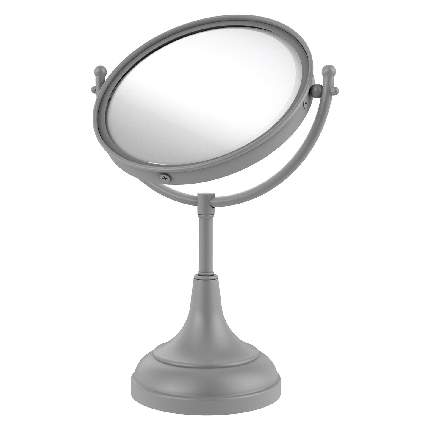 Allied Brass DM-2/4X 8" x 8" Matte Gray Solid Brass Vanity Top Make-Up Mirror 4X Magnification