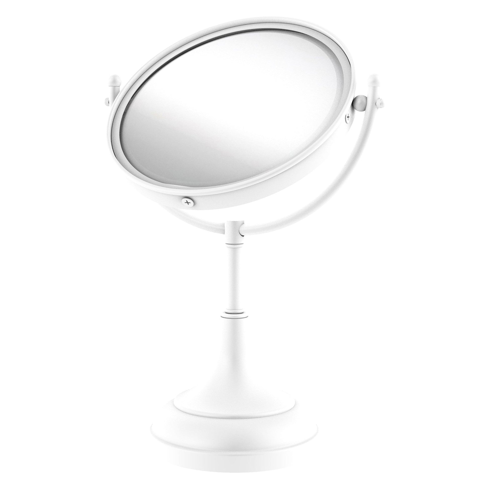 Allied Brass DM-2/4X 8" x 8" Matte White Solid Brass Vanity Top Make-Up Mirror 4X Magnification
