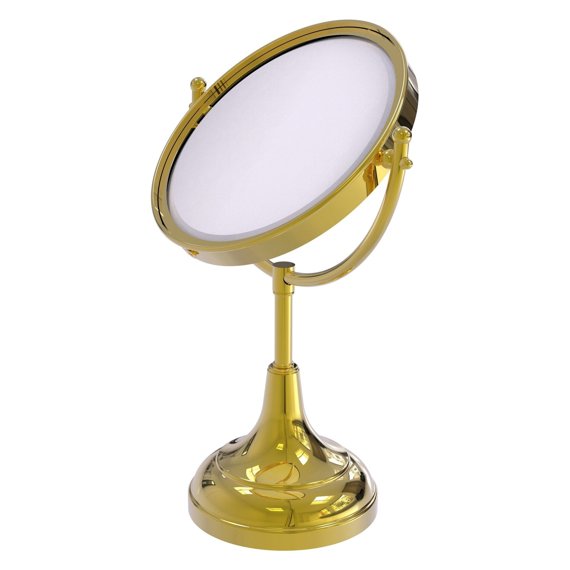 Allied Brass DM-2/4X 8" x 8" Polished Brass Solid Brass Vanity Top Make-Up Mirror 4X Magnification