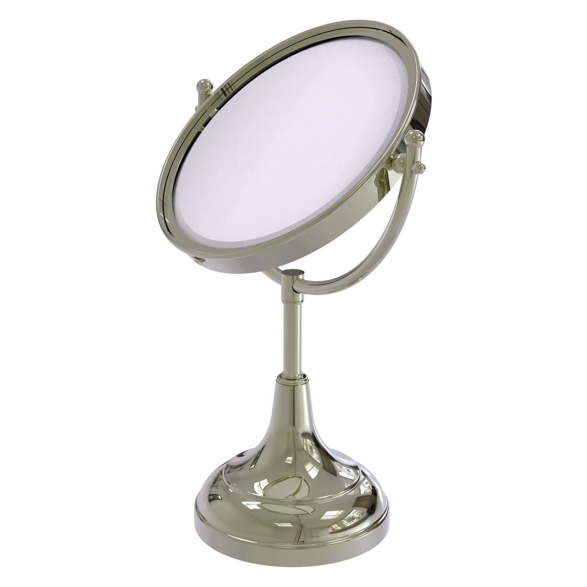 Allied Brass DM-2/4X 8" x 8" Polished Nickel Solid Brass Vanity Top Make-Up Mirror 4X Magnification